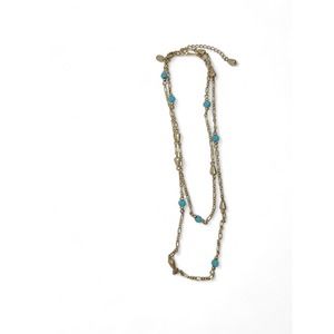 Lia Sophia Matte Gold & Turquois Long Layering Necklace Drizzle (36 - 39")